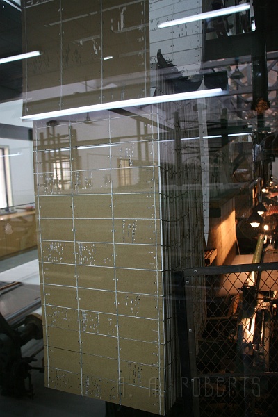 sh69.jpg - These punch cards define how a rug is supposed to look on the loom.  Essentially it is a very early computer.