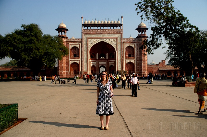 IMG_5957.JPG - This is the gate before the Taj which my lovely wife is posing in front of.