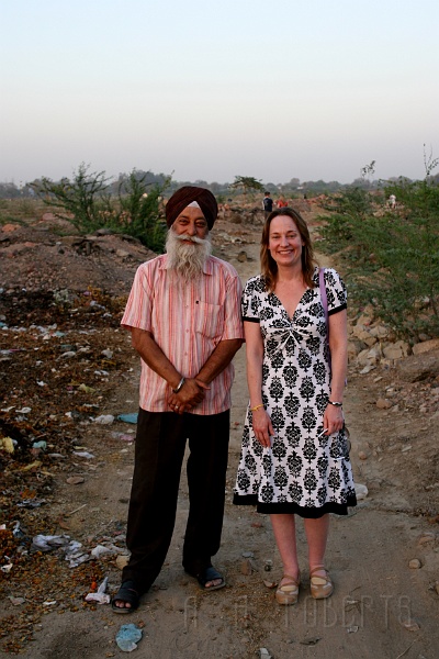 IMG_6087.JPG - And our Sikh guide seen here with my wife will take us back to the train station.  He had a muslim partner who's name I never did get.  They were a very interesting couple and you'll be able to read all about them in my forth coming book, "My Big Fat Indian Excursion."