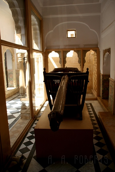 IMG_6255.JPG - This is a silver handled palaquin that was used to carry the Maharaja around in for ceremonies.