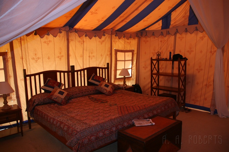IMG_6338.JPG - So after two days in the Gorbandh Palace Hotel we moved out to Mool Sagar.  Here we stayed in a tent.  How is this for a freakin' tent!!!!!