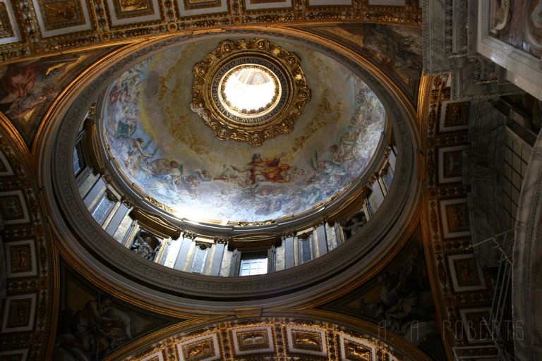 IMG_4112.jpg - They don't mess around with their ceilings in the Vatican.  They had a lot of paint left over from the Sistine chapel so they did this one too.